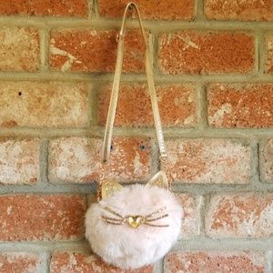 Justice kitty cat crossbody fuzzy purse